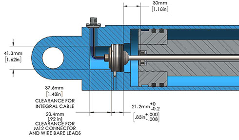 Hydraulic Cylinder Cross-section Gemco Linear Position Sensor